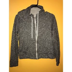 Grey and white zip up sweater